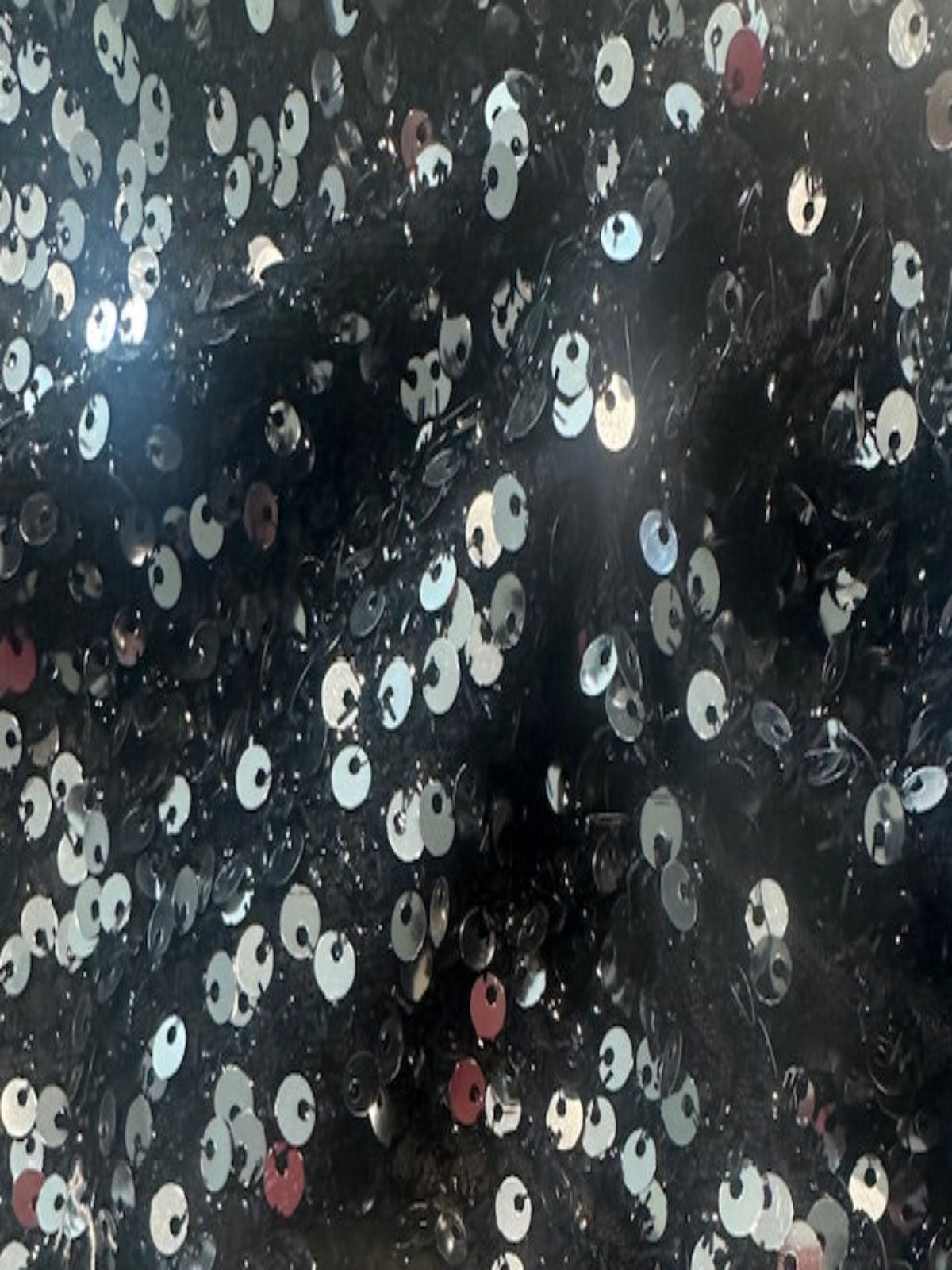 Silver Sequin on Black Glitter Effect
