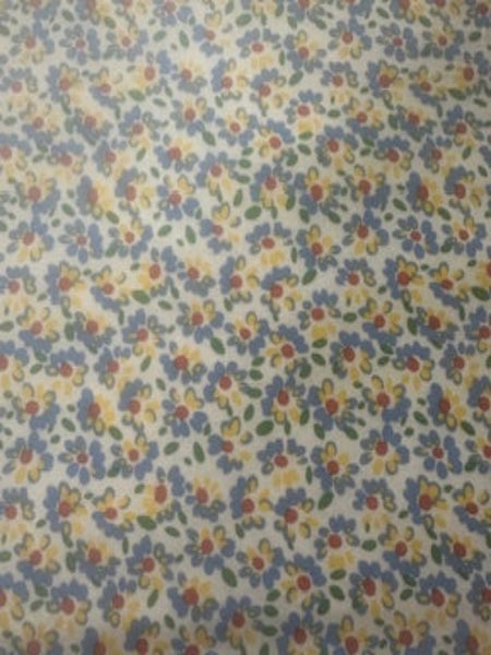 Sky & Lemon Floral on Cotton Poplin
