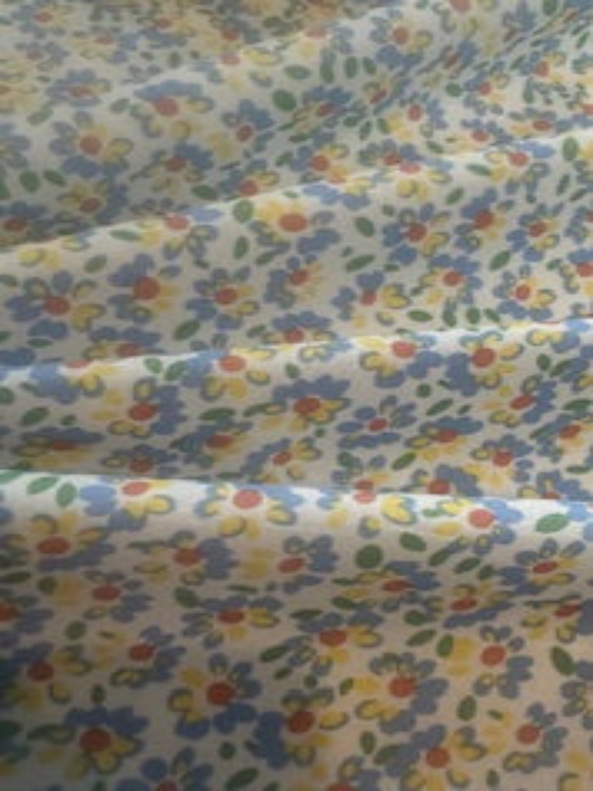 Sky & Lemon Floral on Cotton Poplin