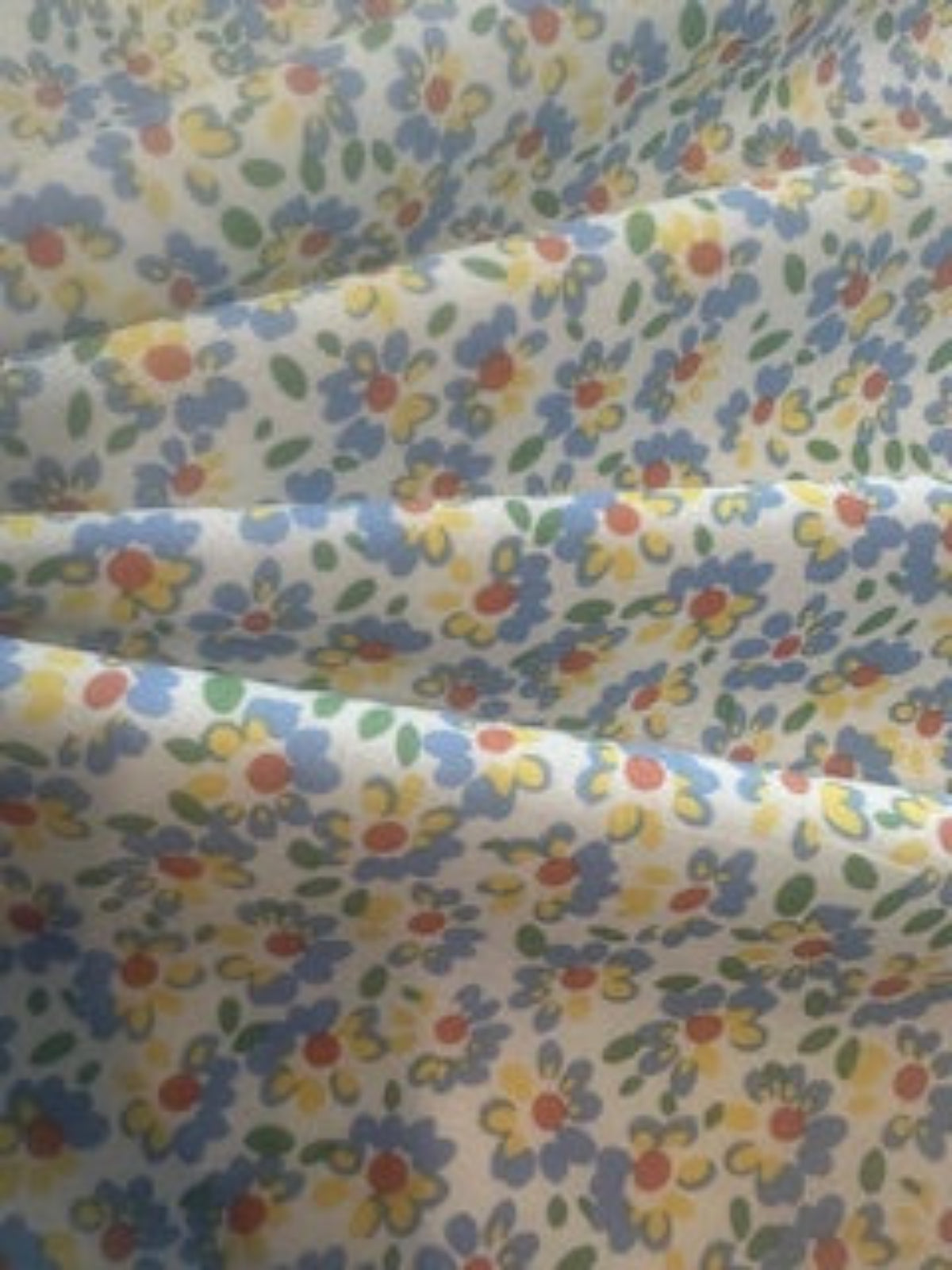 Sky & Lemon Floral on Cotton Poplin