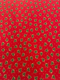 Ditsy Christmas Trees on Red Cotton