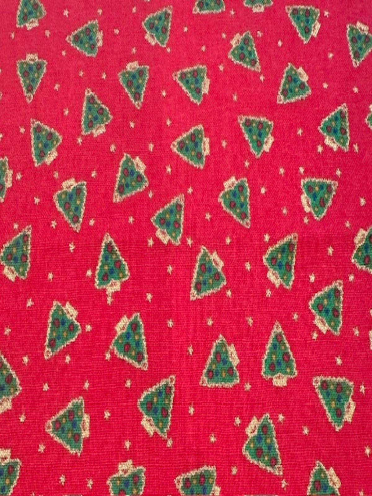 Ditsy Christmas Trees on Red Cotton