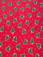 Ditsy Christmas Trees on Red Cotton
