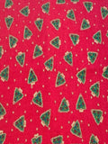 Ditsy Christmas Trees on Red Cotton