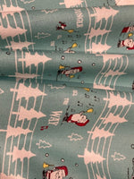 Snoopy "Jingle all the way" on Turquoise Cotton