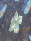 Spearmint Flowers on Royal Blue Yoryu Silk Chiffon