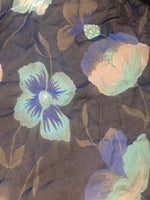 Spearmint Flowers on Royal Blue Yoryu Silk Chiffon