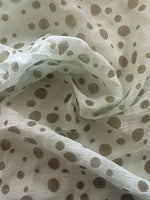 Multi sized Bottle Green Spot on Pastel Mint Yoryu Silk Chiffon