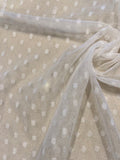 Ivory Knitted Spot on Stretch Tulle