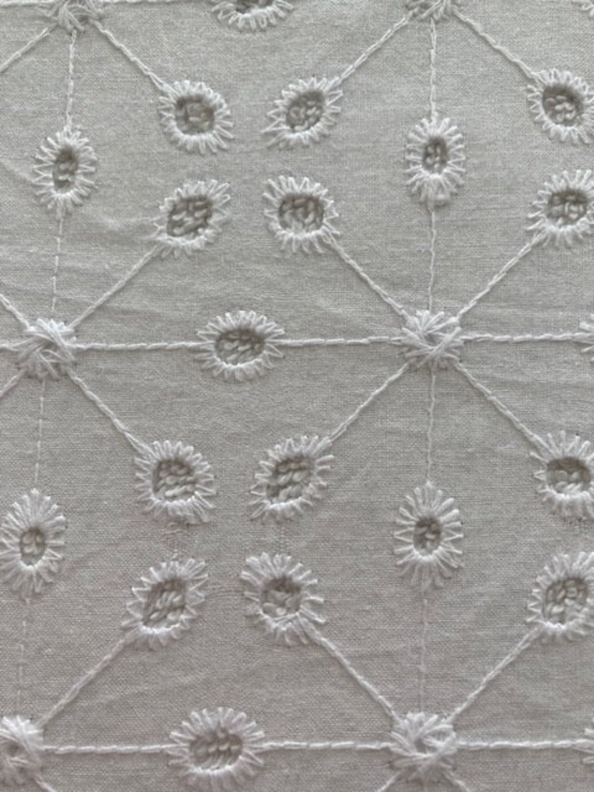 White Square & Star Cotton Broderie Anglais