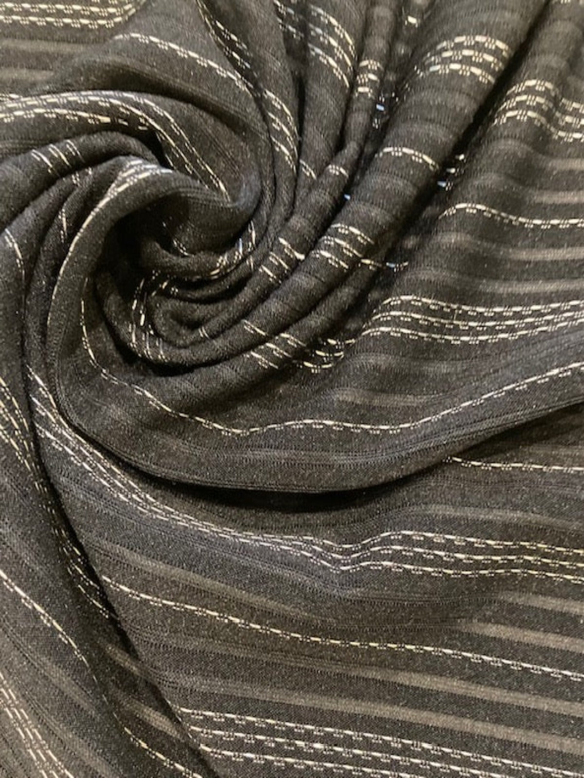 Silver Lurex Pinstripe on Black Knit