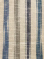 Teal/Blue/Grey woven Stripe 240cm Wide, Stripes Run Along the Fabric