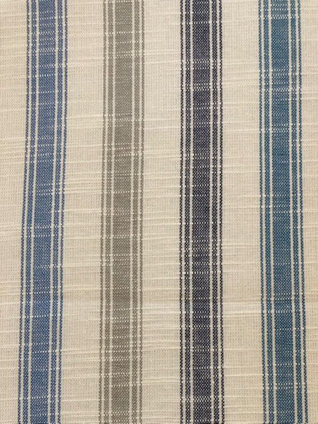 Teal/Blue/Grey woven Stripe 240cm Wide, Stripes Run Along the Fabric