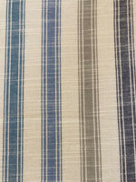 Teal/Blue/Grey woven Stripe 240cm Wide, Stripes Run Along the Fabric