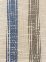 Teal/Blue/Grey woven Stripe 240cm Wide, Stripes Run Along the Fabric