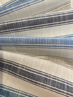 Teal/Blue/Grey woven Stripe 240cm Wide, Stripes Run Along the Fabric