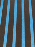 Teal/Black Woven Stripe Dress Weight. Stripes run along the fabric.