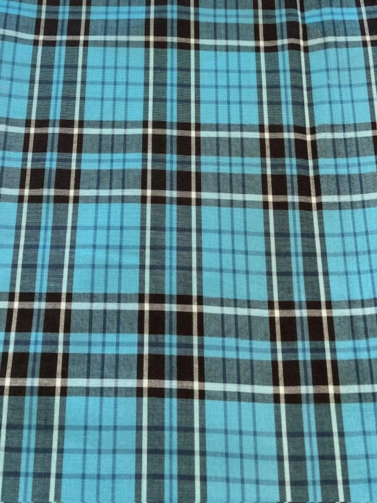 Black/Turquoise Green Check Shirting with Stretch