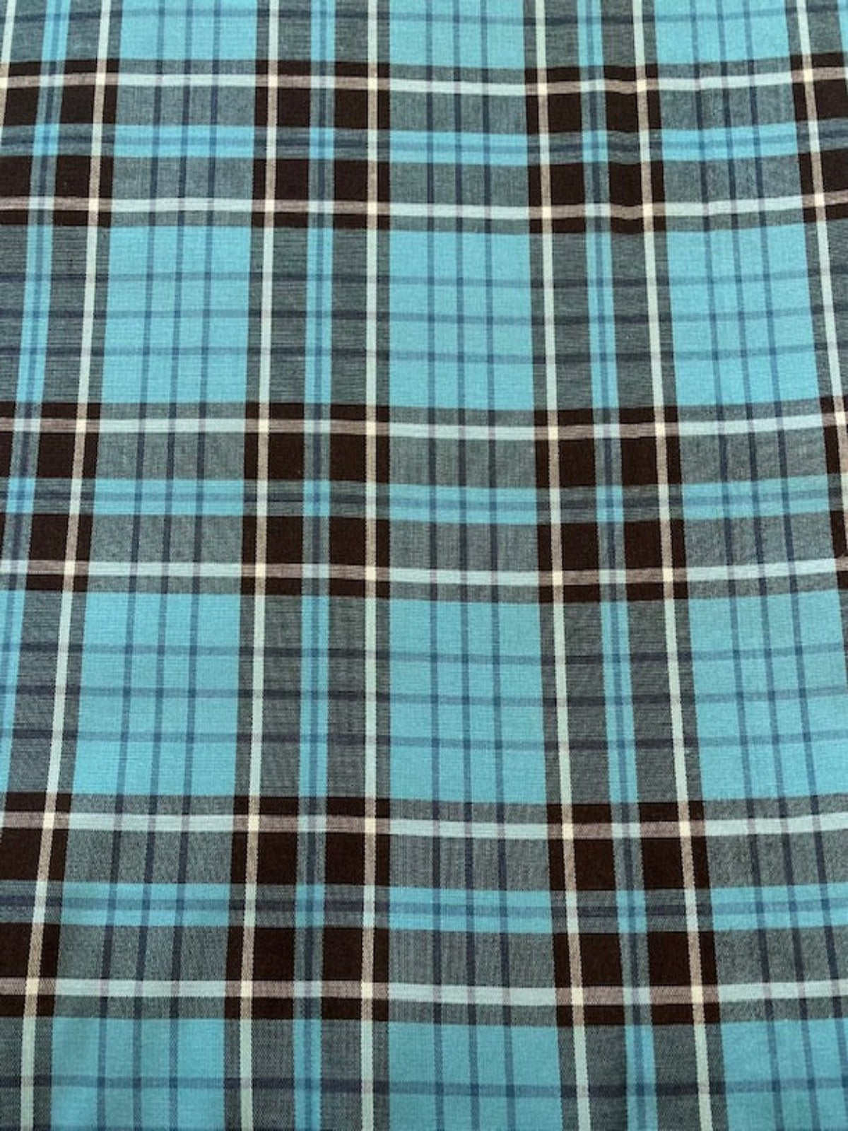 Black/Turquoise Green Check Shirting with Stretch