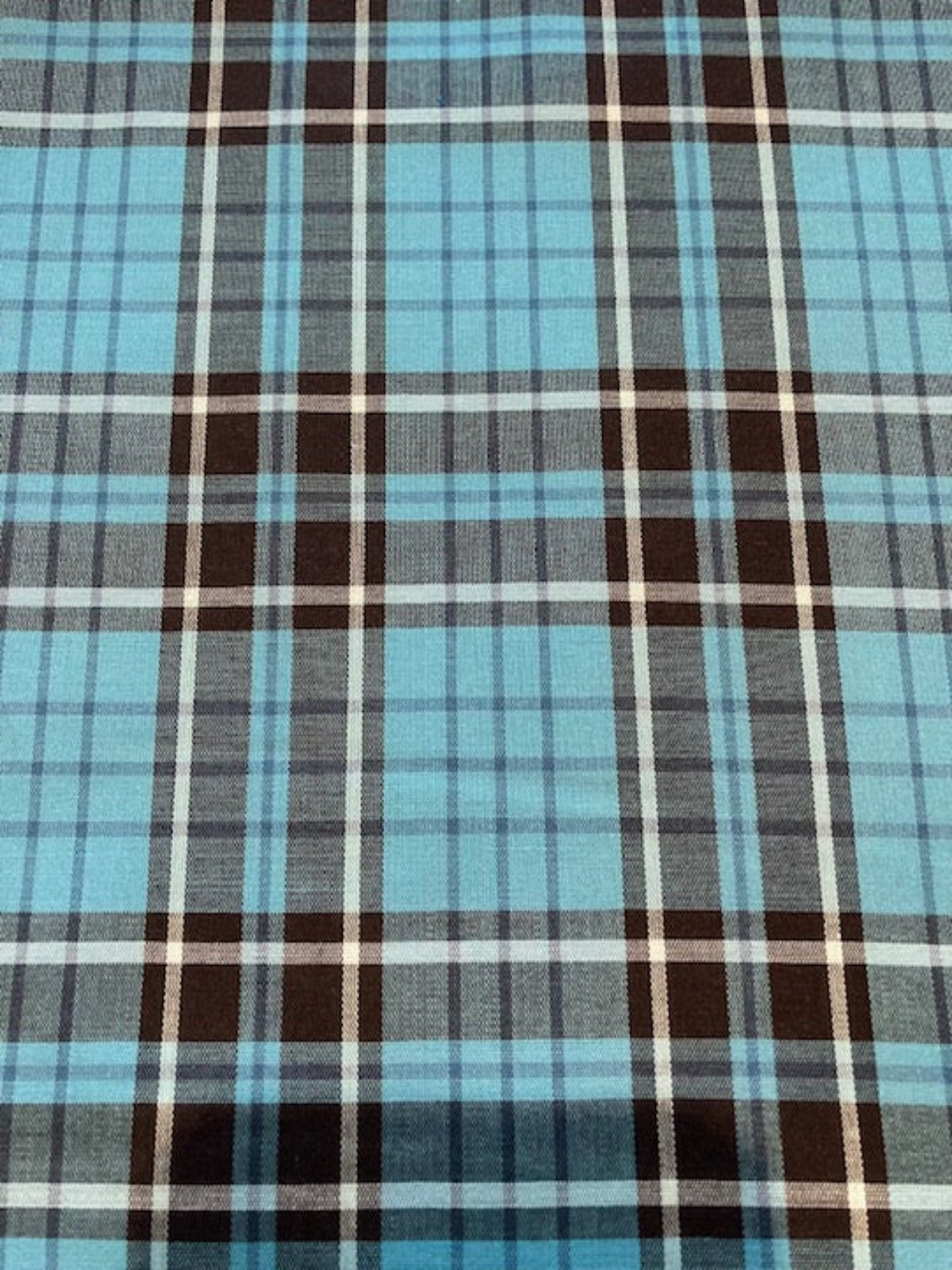 Black/Turquoise Green Check Shirting with Stretch