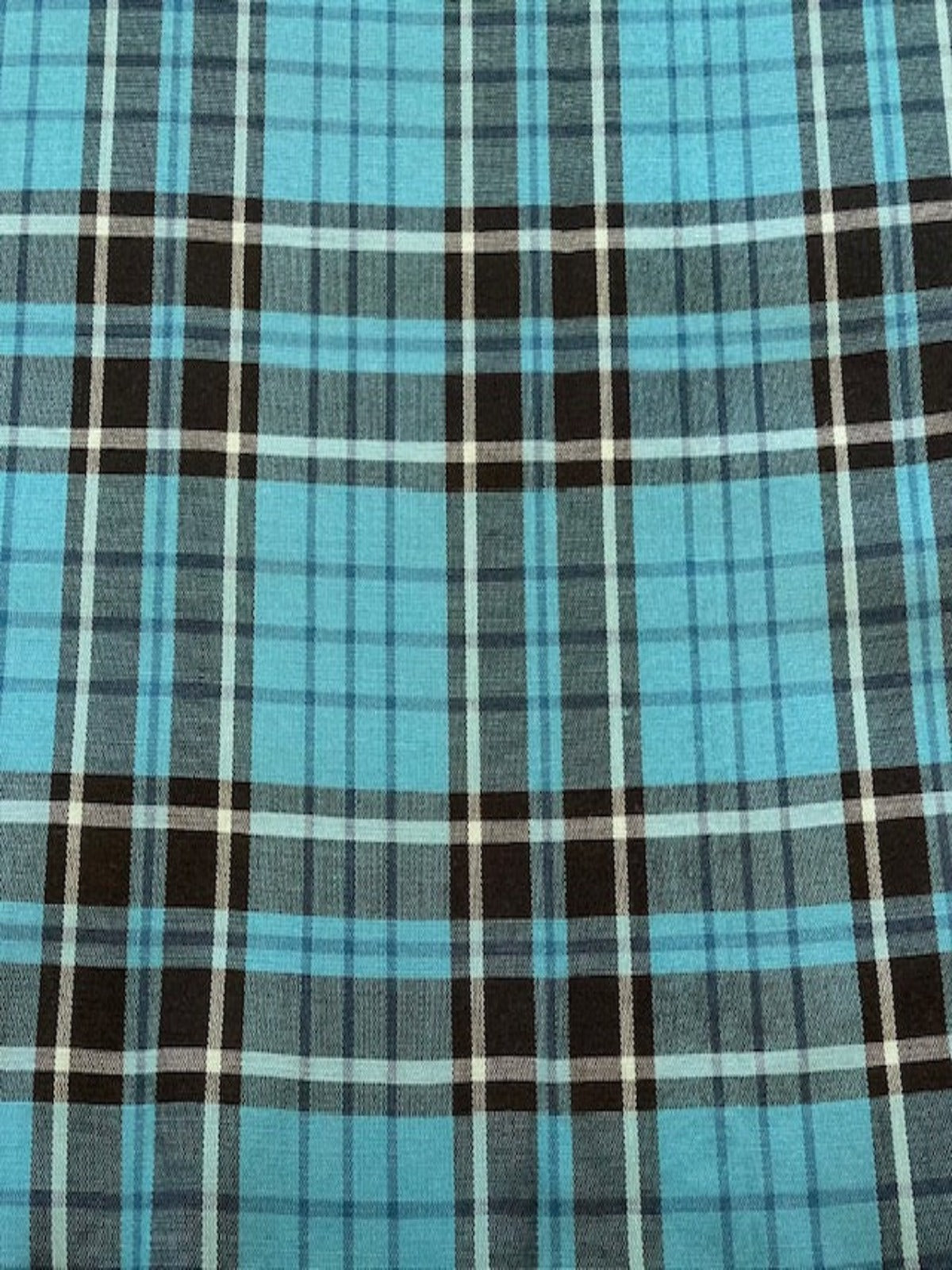 Black/Turquoise Green Check Shirting with Stretch