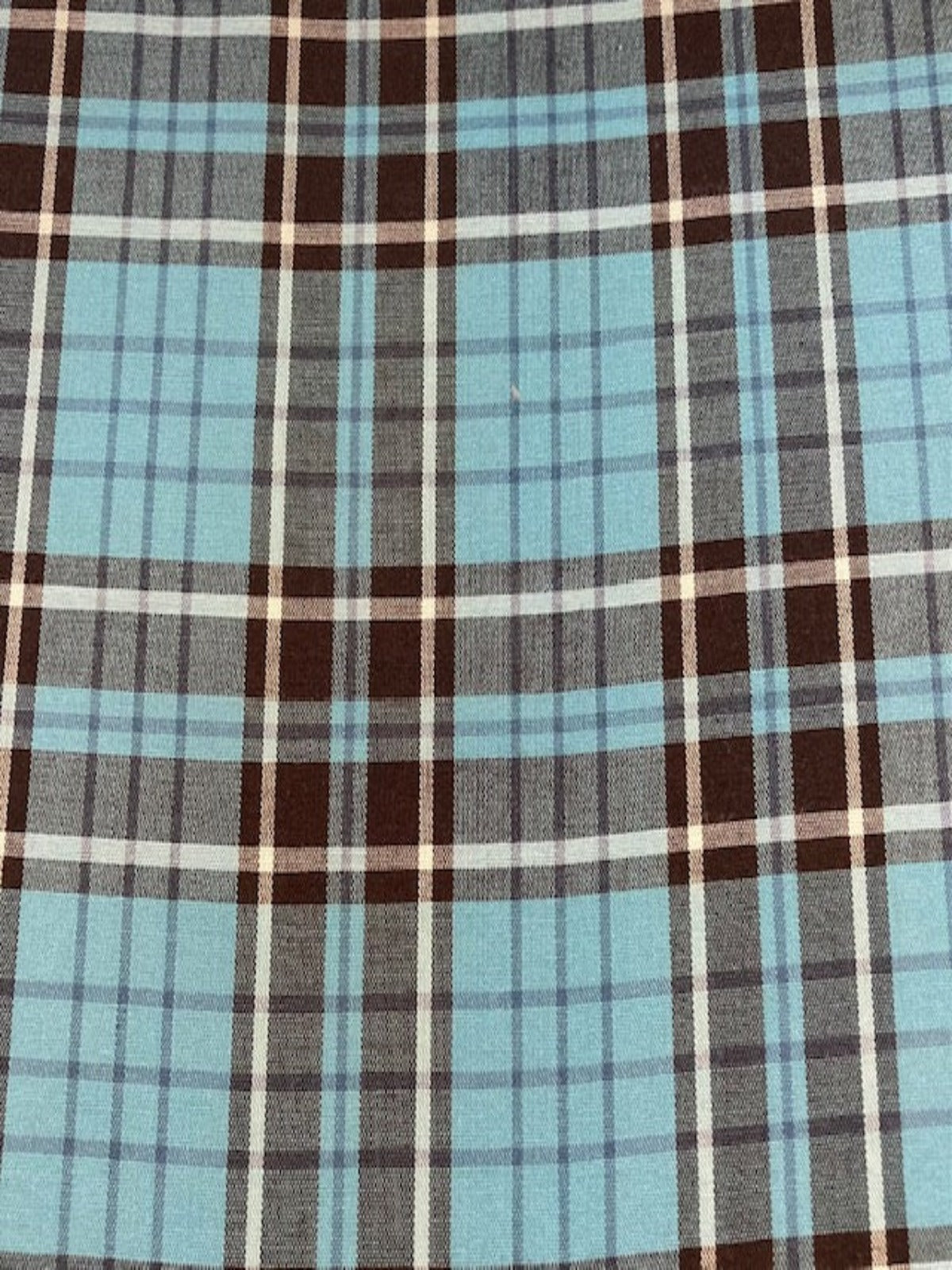 Black/Turquoise Green Check Shirting with Stretch