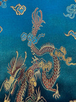 Teal Oriental Dragon Jacquard