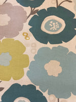 Teal/Lime Flower Print on Cotton