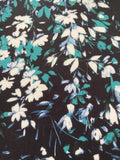 Teal Graduated Scatter Flowers on Navy Crepe De Chine