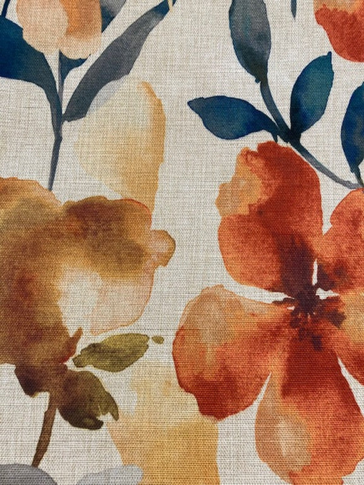 Teal /Orange Watercolour on Natural Base Furnishing