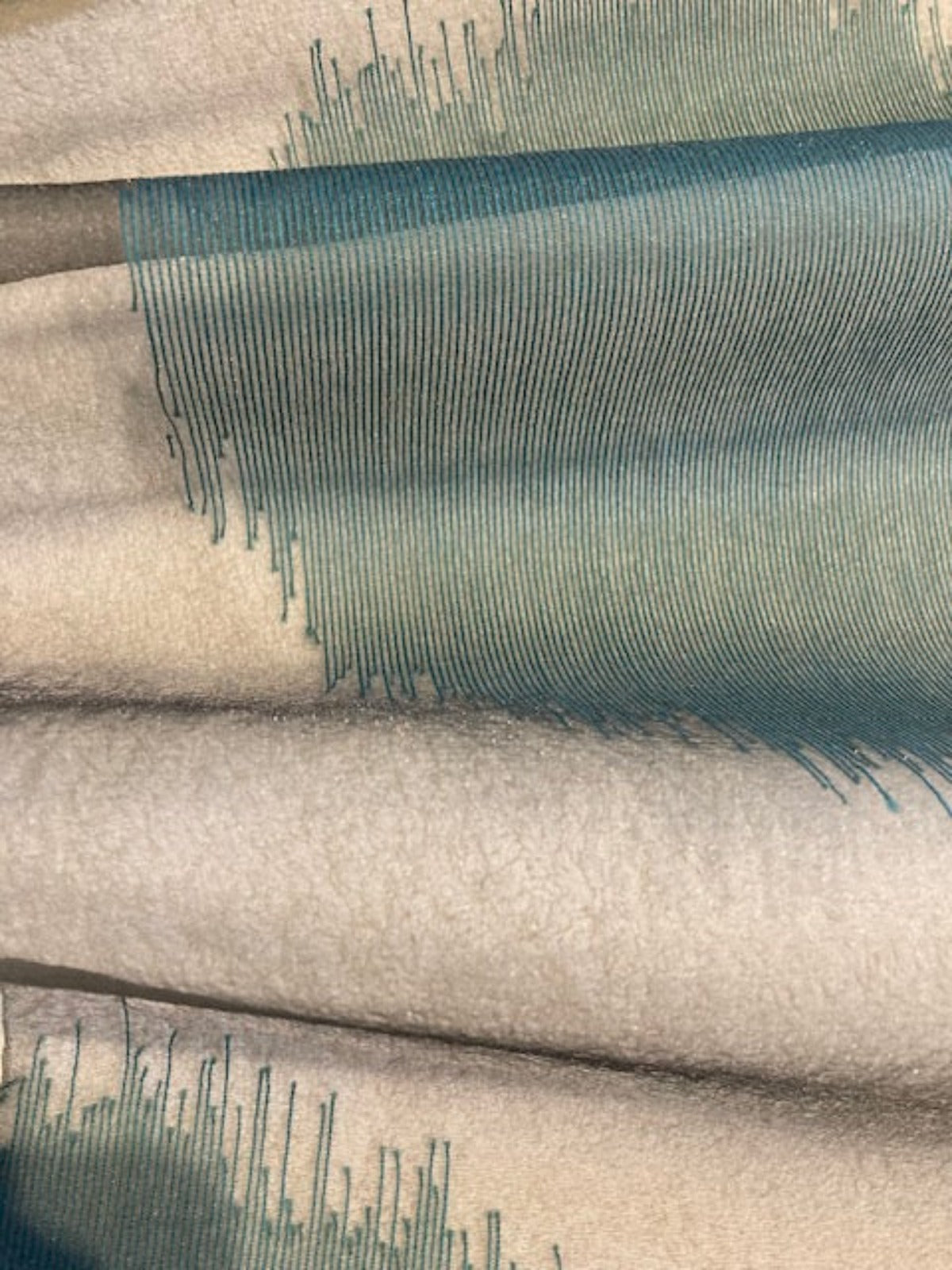 Teal Dot Edged Spheres on Organza. Wide Width "Harlequin- momentum Sheer Define"