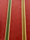 Yellow/Green Stripe on Terracotta Red Cotton. "Zoffany-Florette Stripe