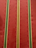 Yellow/Green Stripe on Terracotta Red Cotton. "Zoffany-Florette Stripe