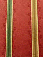 Yellow/Green Stripe on Terracotta Red Cotton. "Zoffany-Florette Stripe