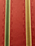 Yellow/Green Stripe on Terracotta Red Cotton. "Zoffany-Florette Stripe