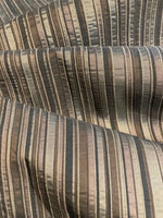 Textured Seersucker Dark Coloured Stripe. Stripes run across the Fabric.