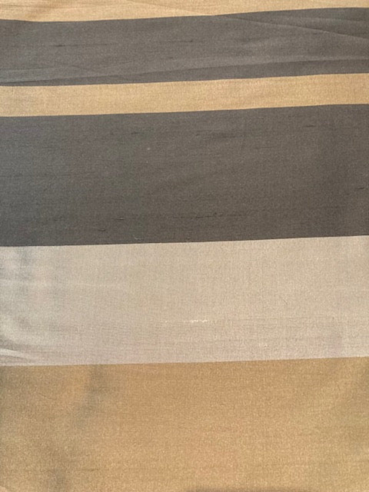Tones of Green Stripe on Silk Dupion. Stripes Run Across the fabric