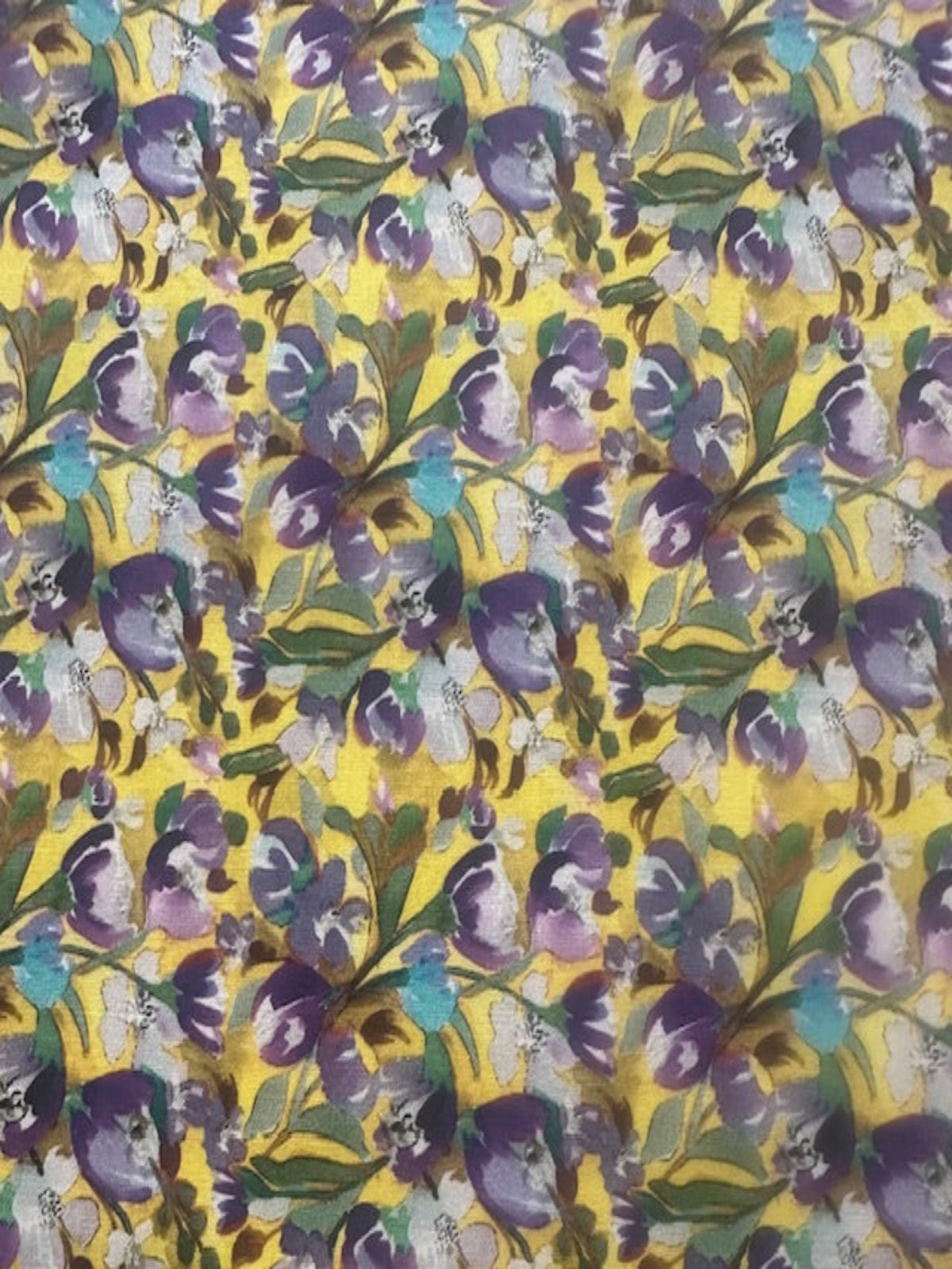 Lavender Tulips on Yellow Cotton Lawn