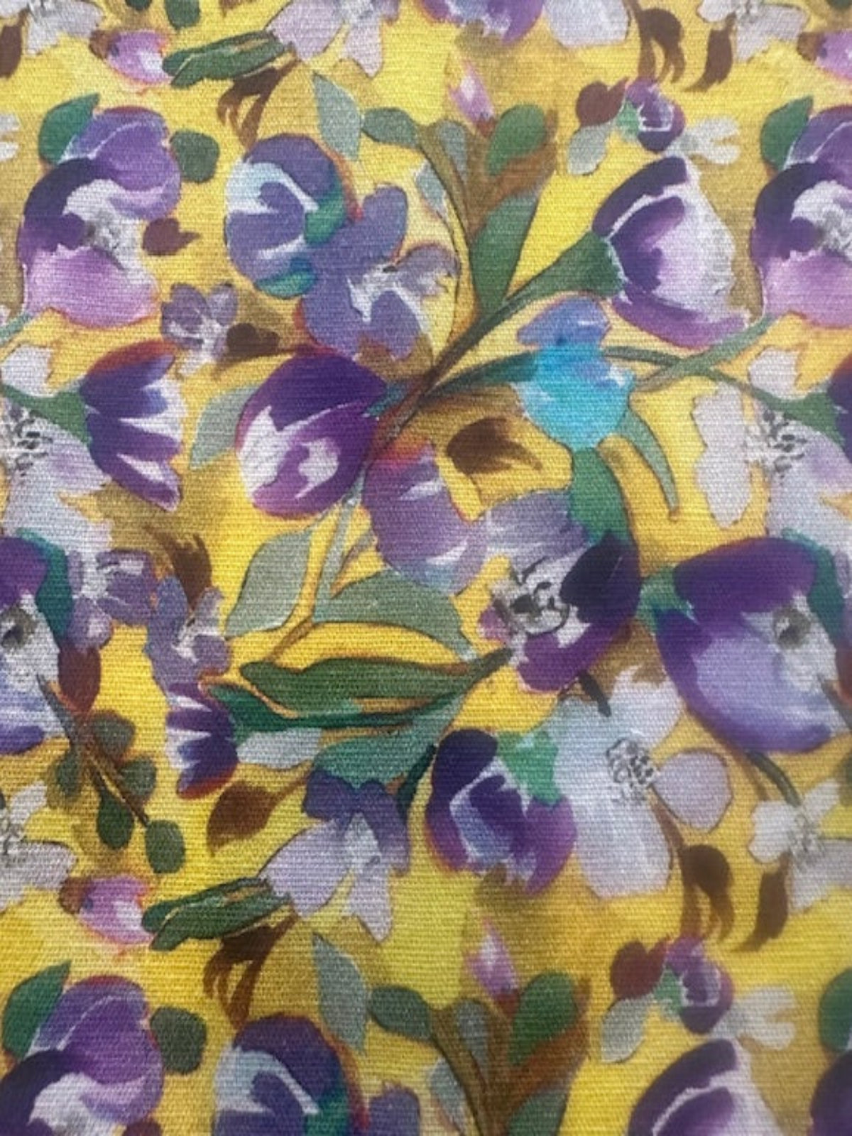 Lavender Tulips on Yellow Cotton Lawn