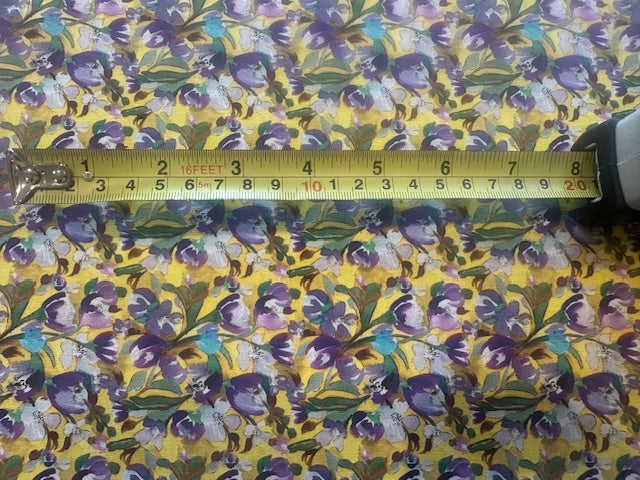 Lavender Tulips on Yellow Cotton Lawn