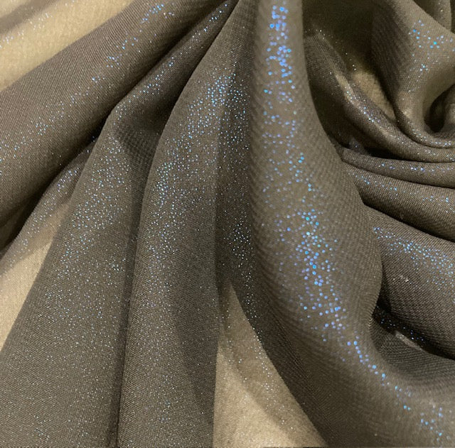 Royal on Black Printed foil Chiffon