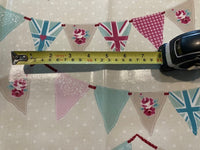 PInk/Aqua Union Jack Bunting on PVC Coated Cotton