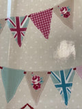 PInk/Aqua Union Jack Bunting on PVC Coated Cotton