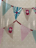 PInk/Aqua Union Jack Bunting on PVC Coated Cotton