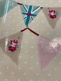 PInk/Aqua Union Jack Bunting on PVC Coated Cotton