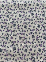 Violet/Black Ditsy on Embroidered Broderie Anglais, Cotton Feel