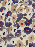 Violet Ditsy Flowers on Ivory Linen/Rayon