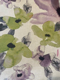Lime/violet/Blue Watercoloured Print on Cotton Furnishing