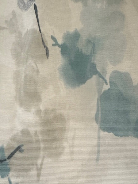 Sea Green & Grey Watercolour Floral on Cotton Furnishing