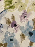 Indigo/Lime Watercolour Flower on Cotton&nbsp;